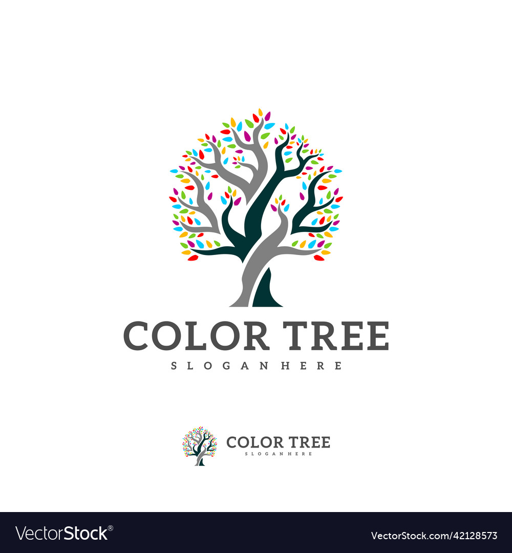 Colorful tree logo template creative