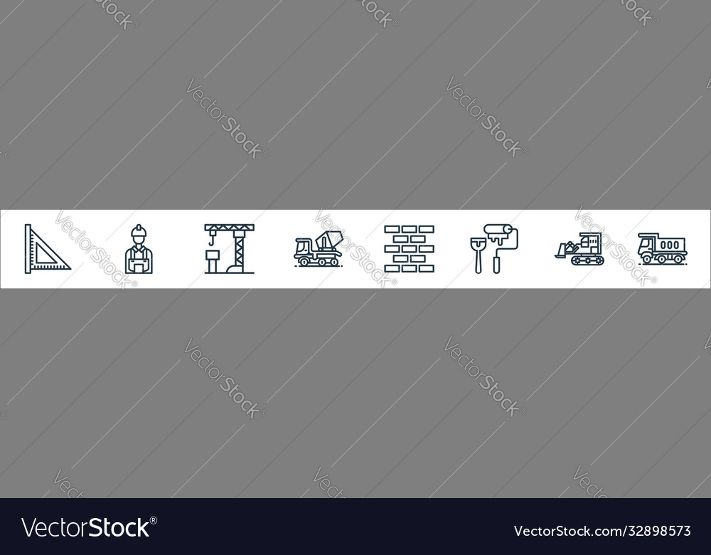 Constructions line icons linear set quality vector image Constructions line icons linear set quality