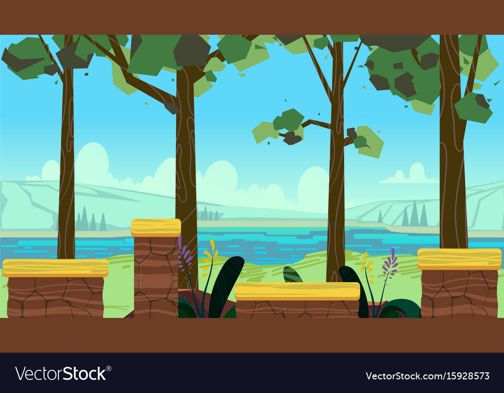 Cute cartoon seamless landscape with separated