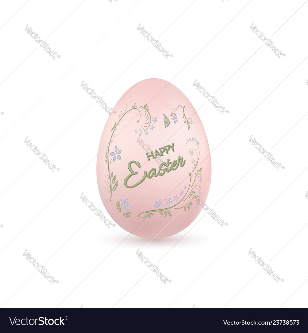 Easter egg 3d icon pink egg lettering isolated Vector Image