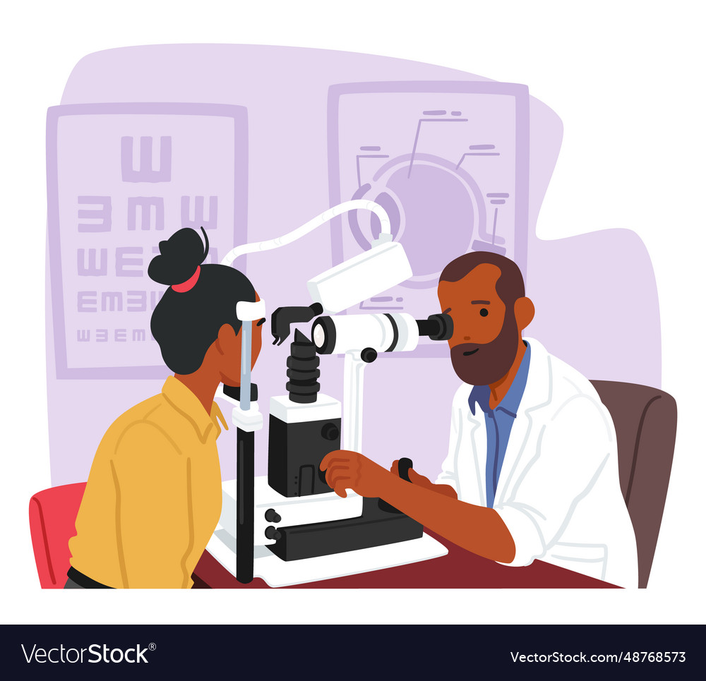 Ophthalmologist doctor character test eye Vector Image