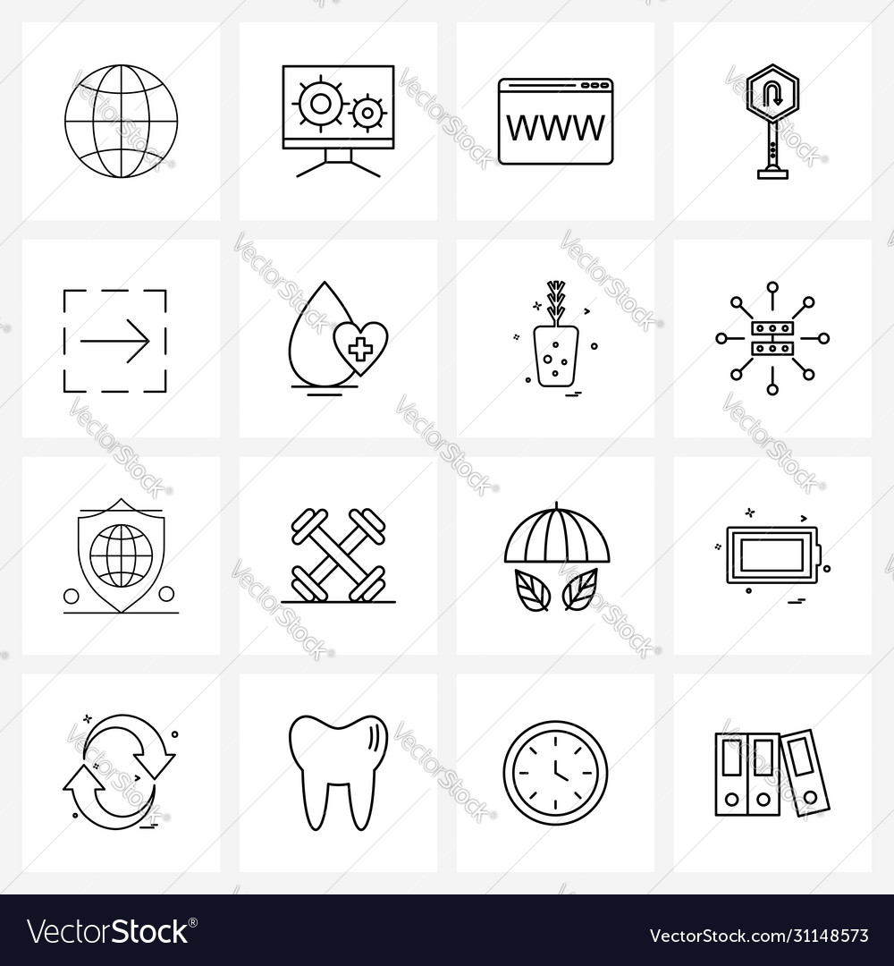 Set 16 simple line icons for web and print