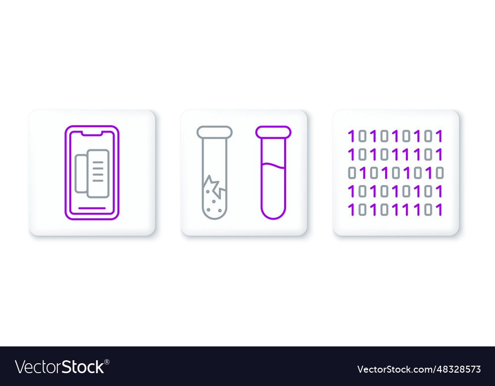 Set line binary code smartphone mobile phone