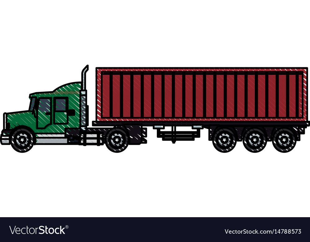 Truck container shipping cargo outline Royalty Free Vector