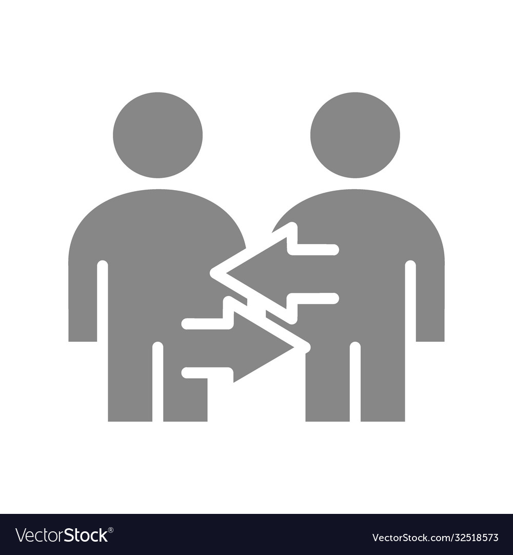 Two user profile with arrows gray icon exchange