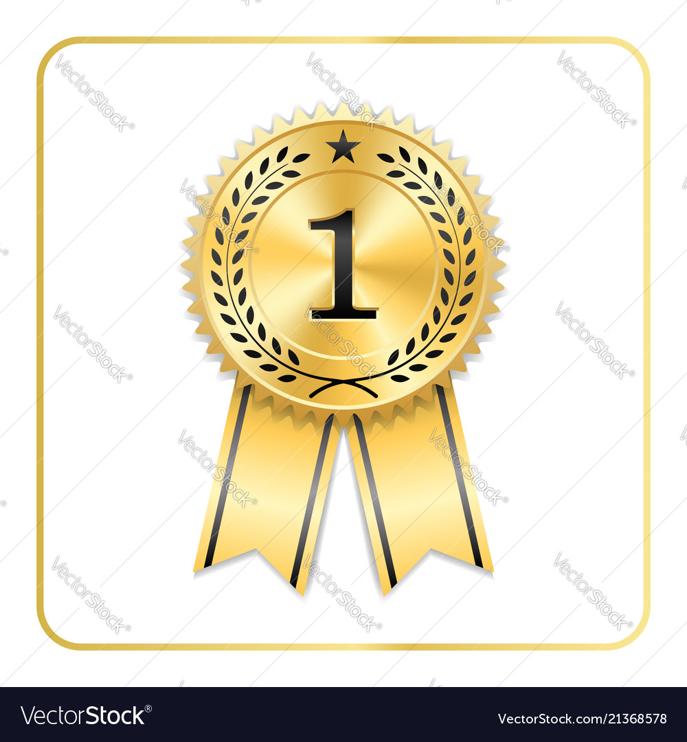award ribbon gold icon blank medal isolated on vector image