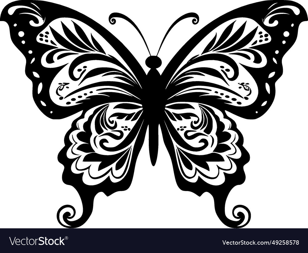 Butterfly - Black And White Royalty Free Vector Image