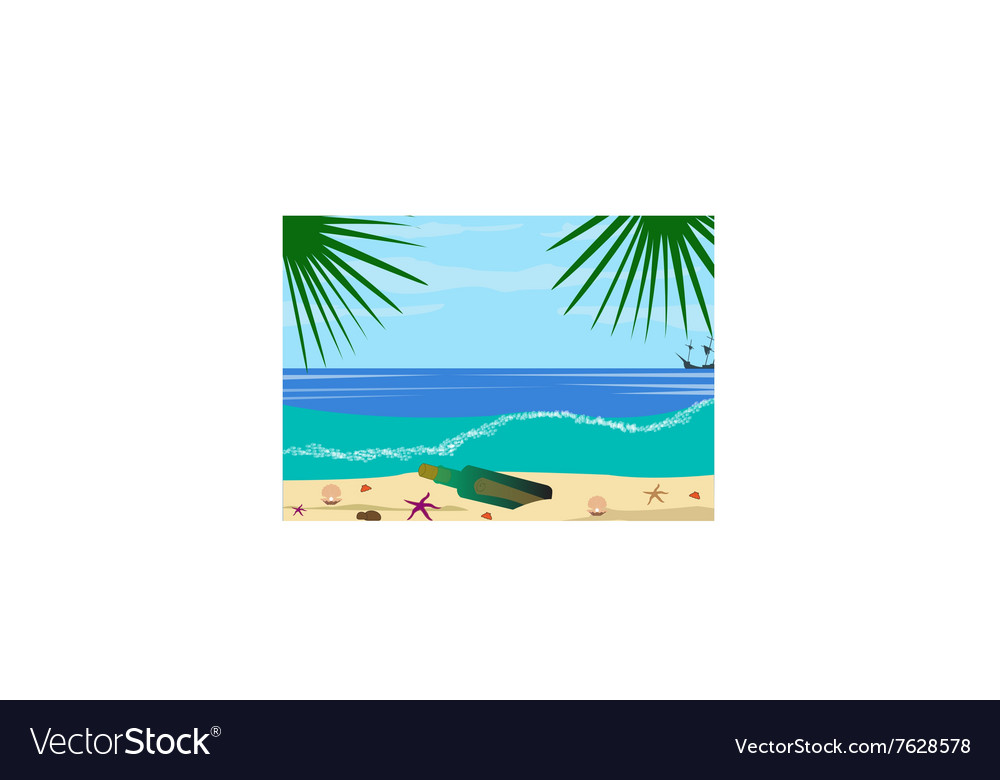 Küste und Meer Wellen eine Flasche mit Note