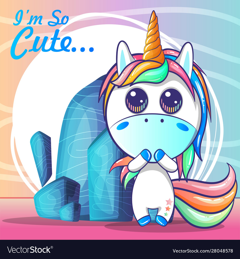 Cute unicorn baby shower card Royalty Free Vector Image