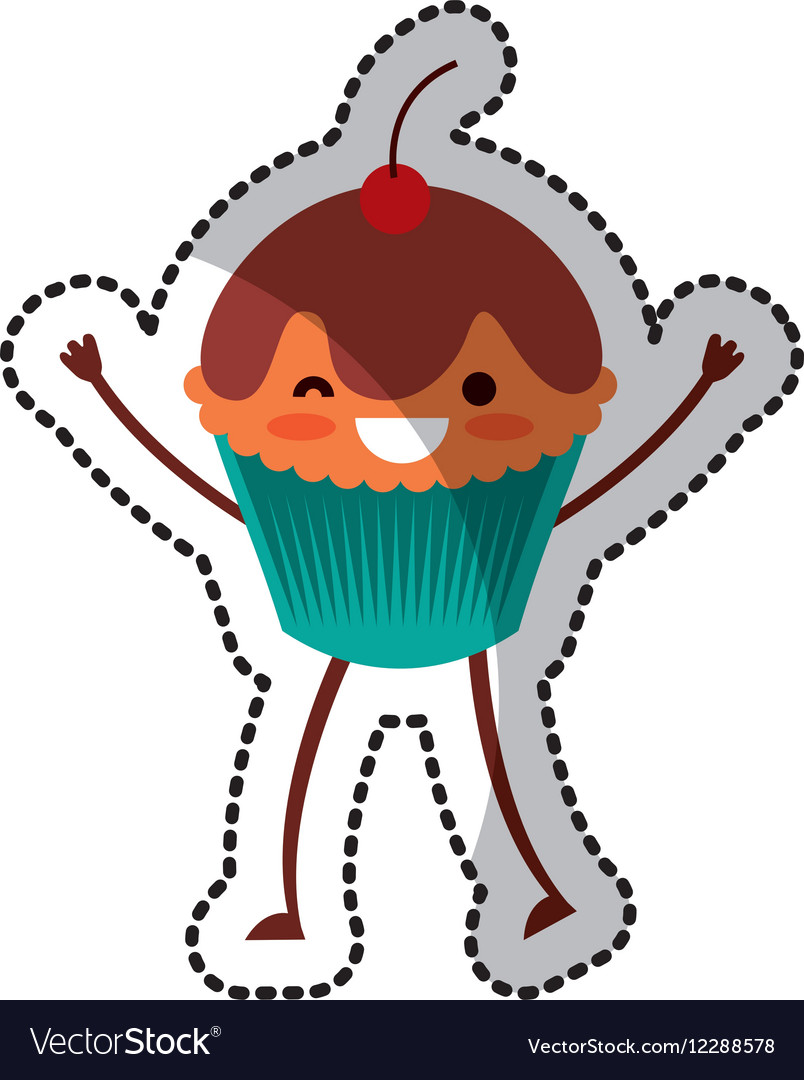 Delicious cupcake character kawaii