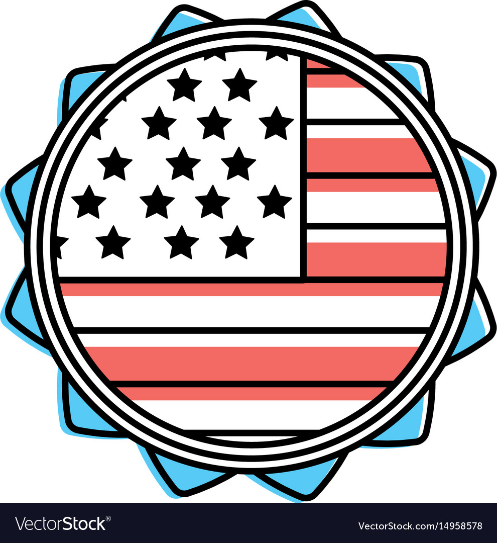 Emblem with flag of usa inside