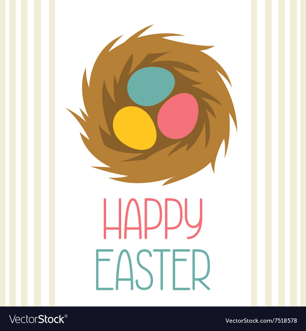 Happy easter greeting card with decorative nest