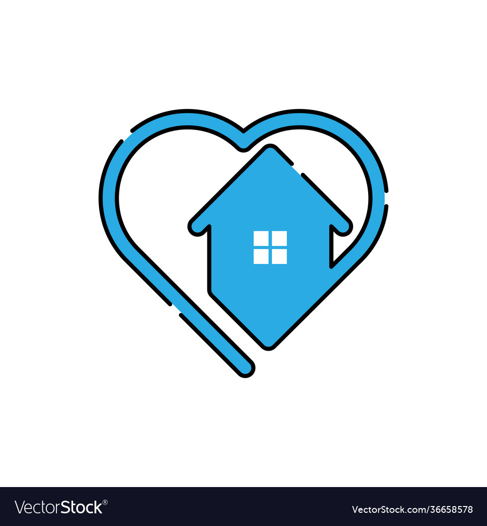 Home with heart shape logo icon design Royalty Free Vector