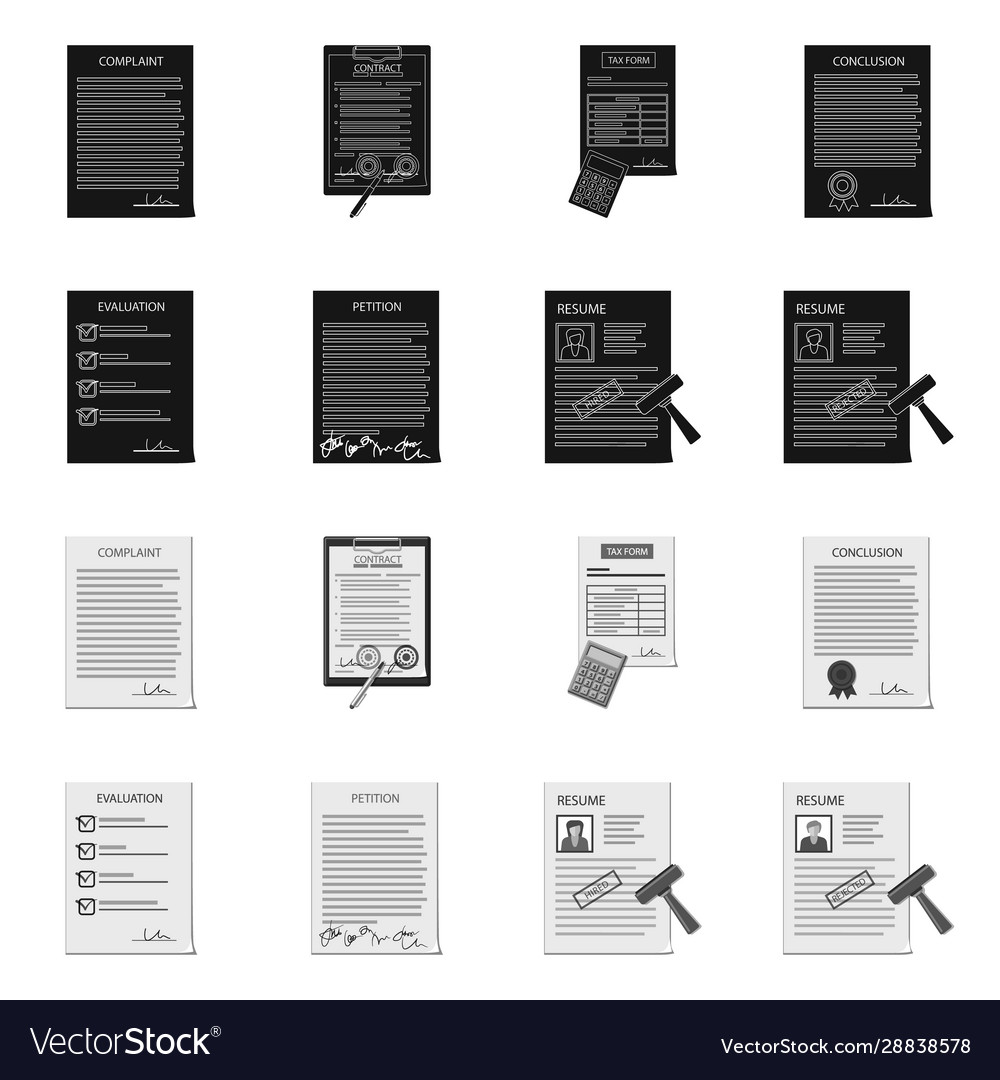 Isolated object form and document logo set vector image Isolated object form and document logo set