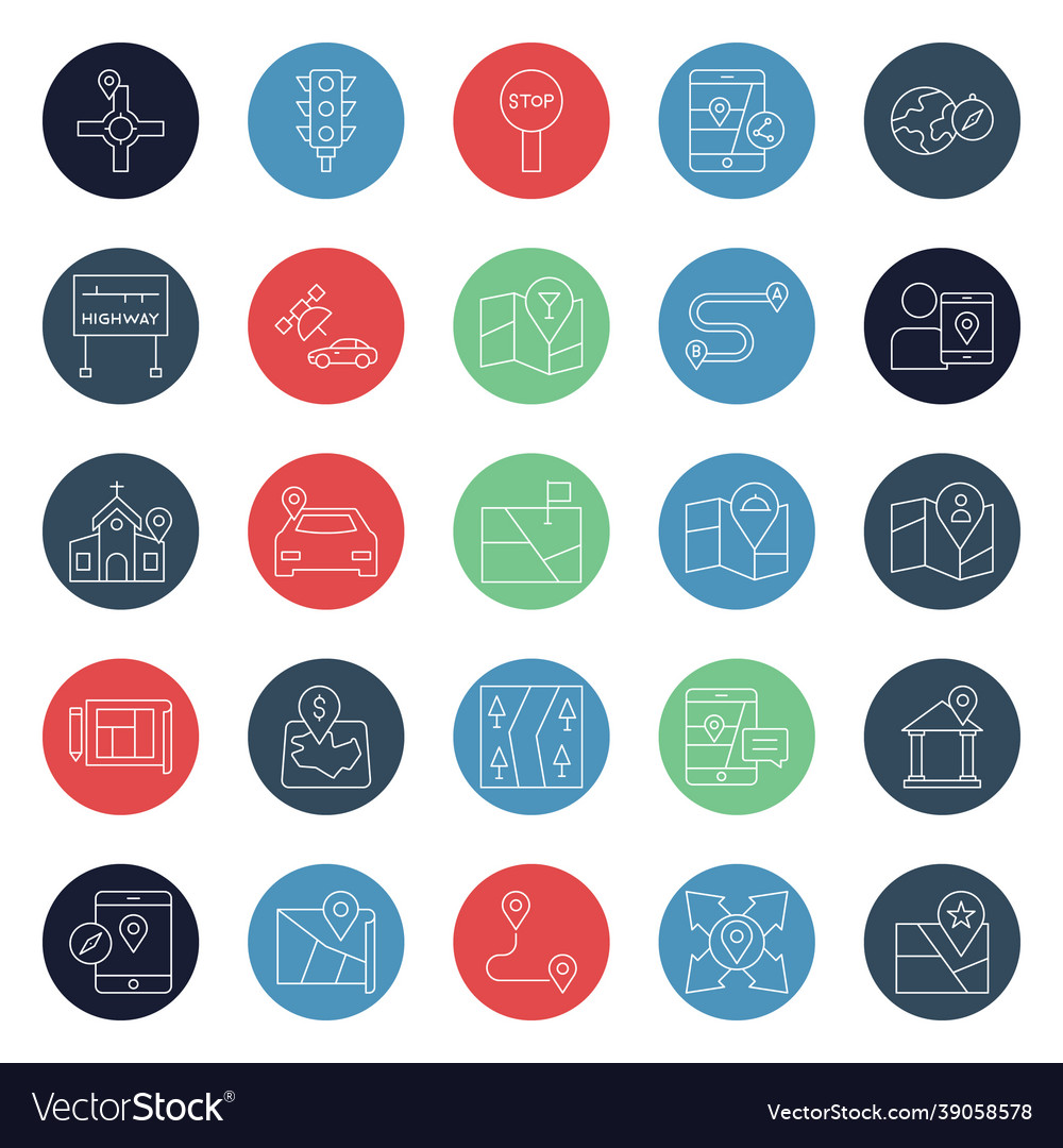 Map and navigation isolated icons set