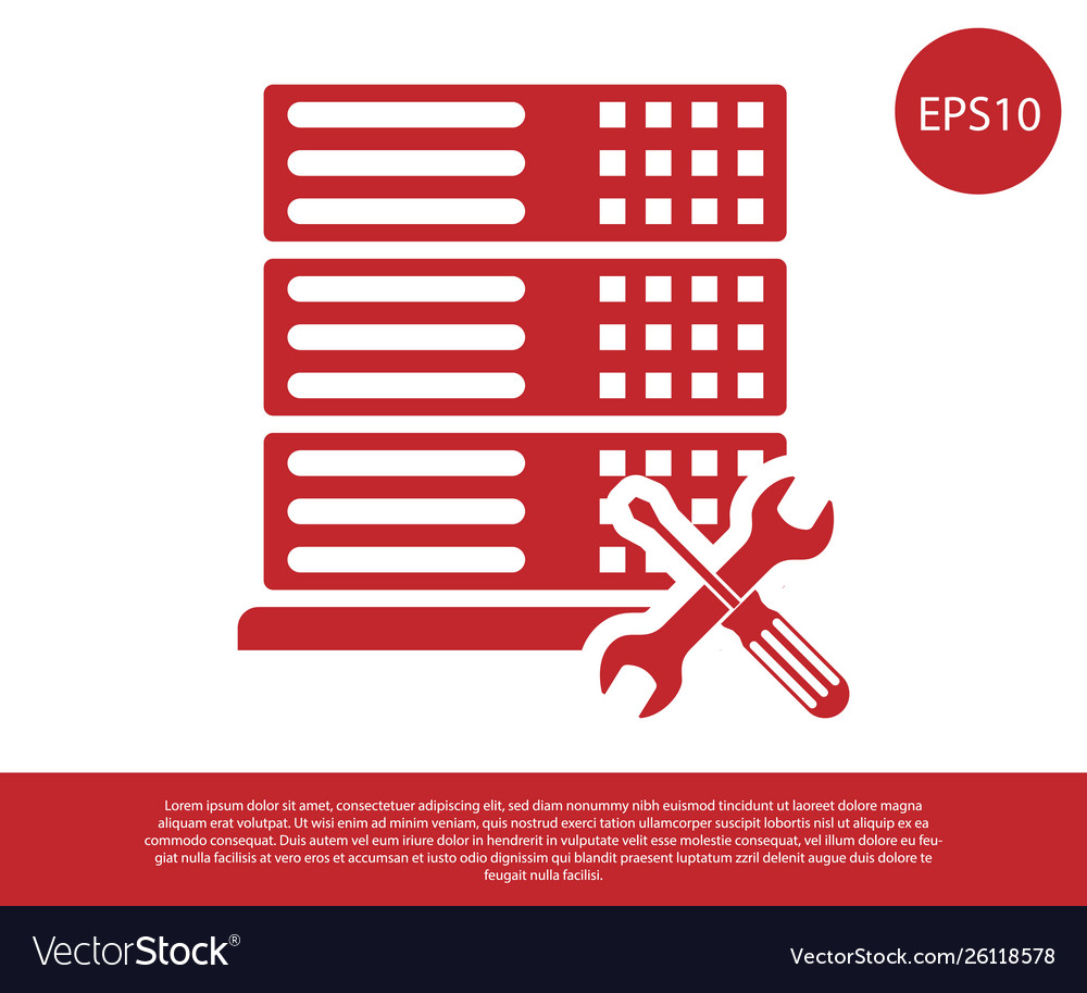 Red database server with screwdriver and wrench Vector Image Red database server with screwdriver and wrench