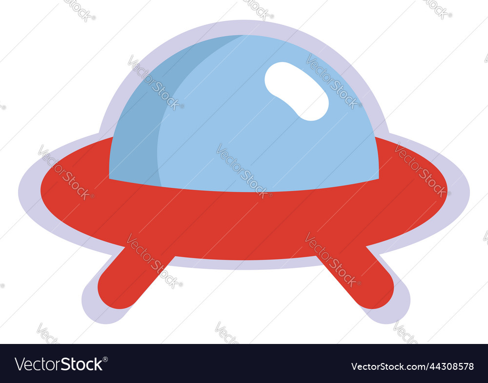 Red space ufo on a white background