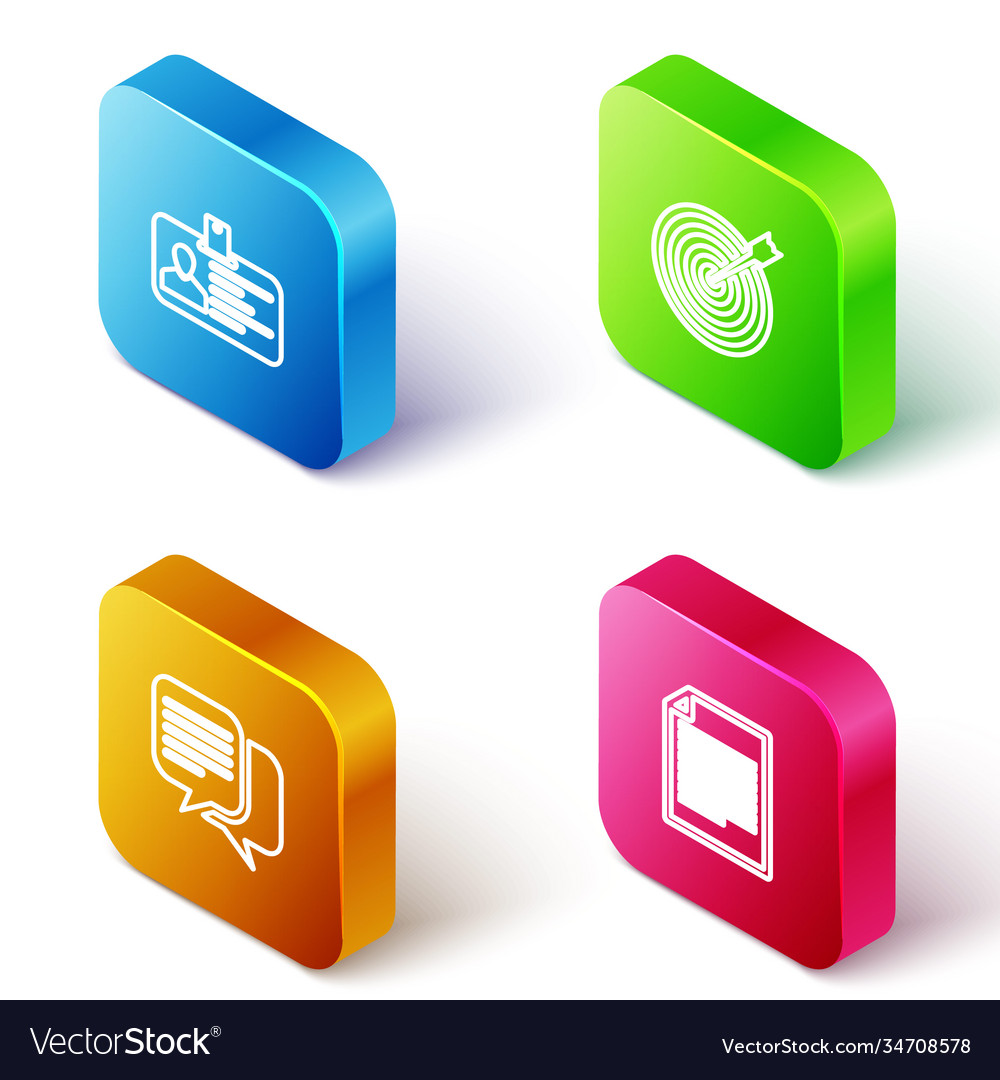 Set isometric line identification badge target vector image Set isometric line identification badge target