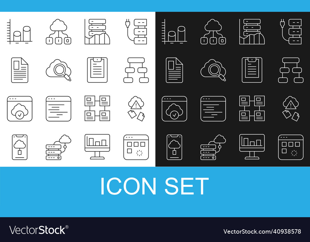 Set line loading data window cloud hacking vector image Set line loading data window cloud hacking