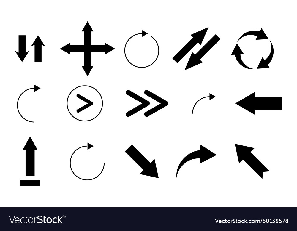 Set of line arrows directions