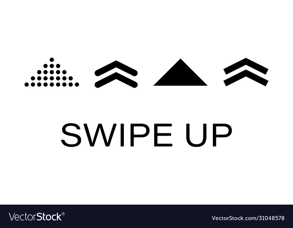 Swipe up social media sign black arrows on white