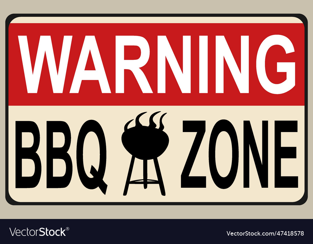 Warning bbq zone with brown background Royalty Free Vector