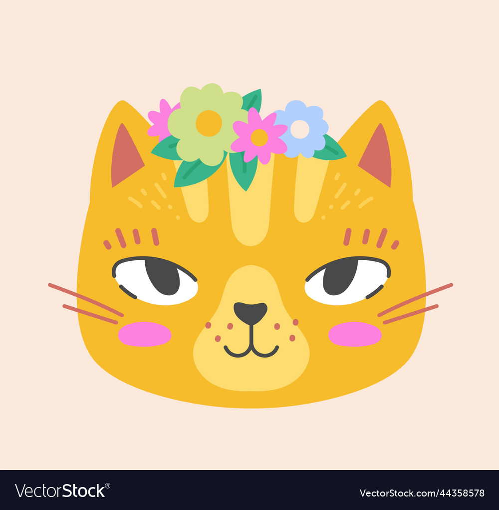 Yellow cat with wreath