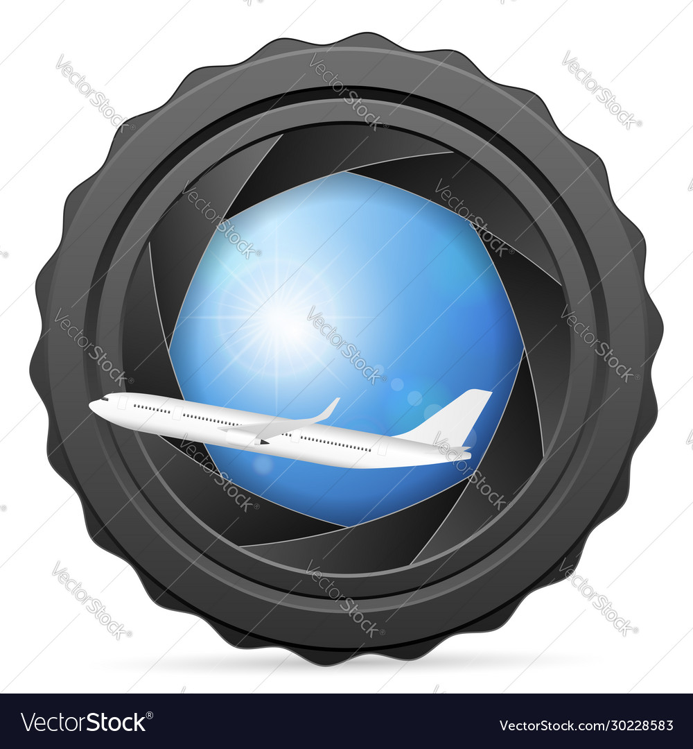 Camera shutter with airplane
