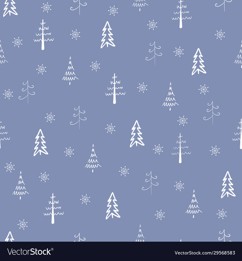 Christmas tree and snowflake seamless pattern