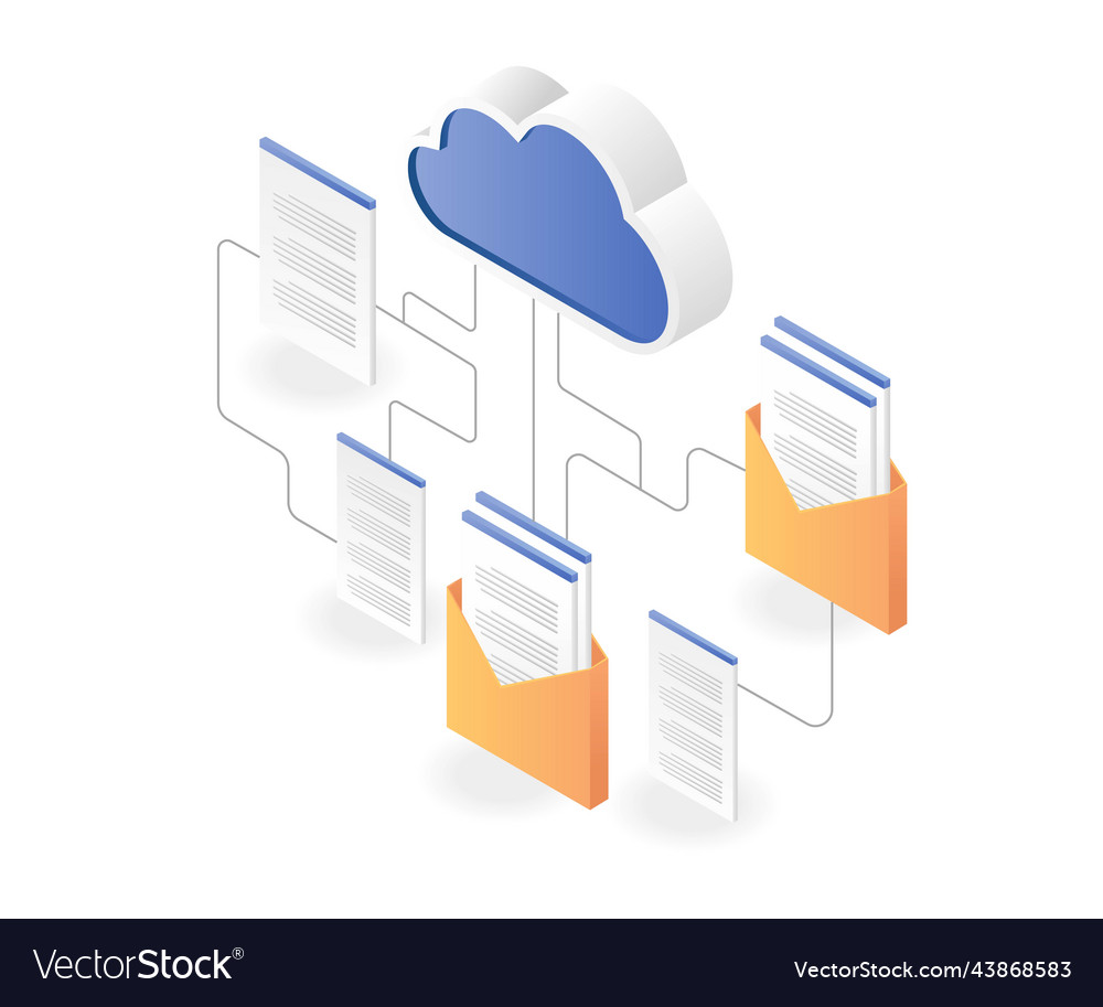 Cloud server email data network vector image Cloud server email data network