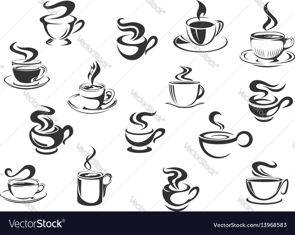 Coffee cups icons set Royalty Free Vector Image