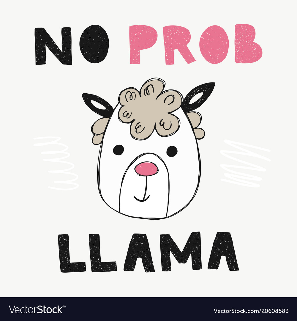 Niedliche Poster mit handgezogenen lustigen lama vector image Niedliche Poster mit handgezogenen lustigen lama