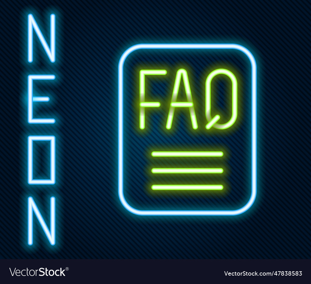 Glowing neon line speech bubble with text faq