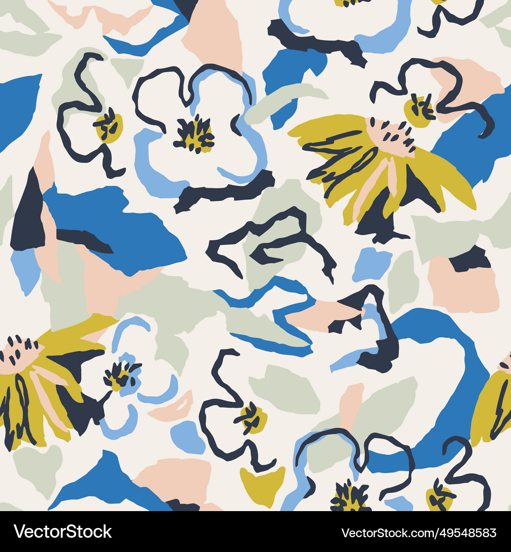 Hand drawing flower seamless pattern Royalty Free Vector