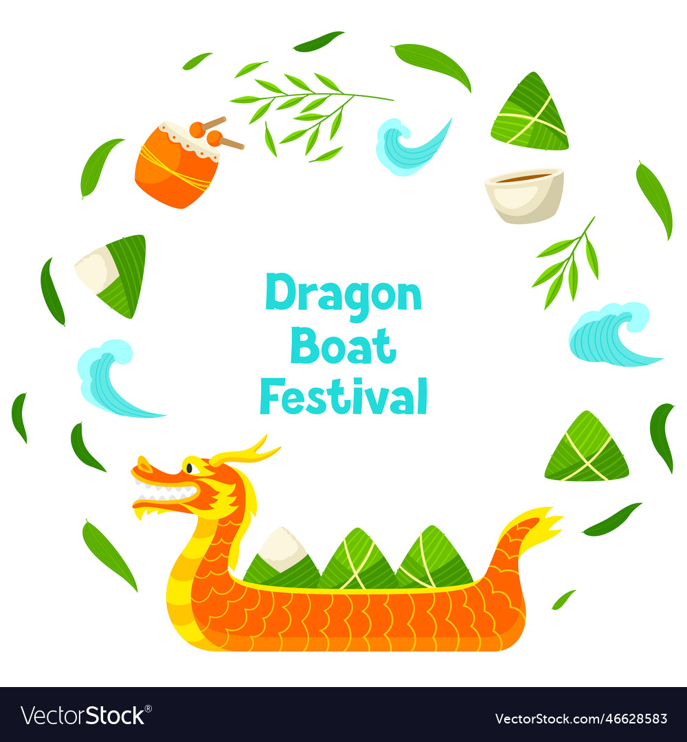 Happy dragon boat festival greeting card chinese Vector Image