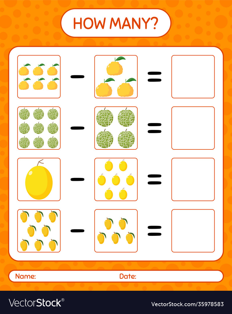 How many counting game with fruit worksheet