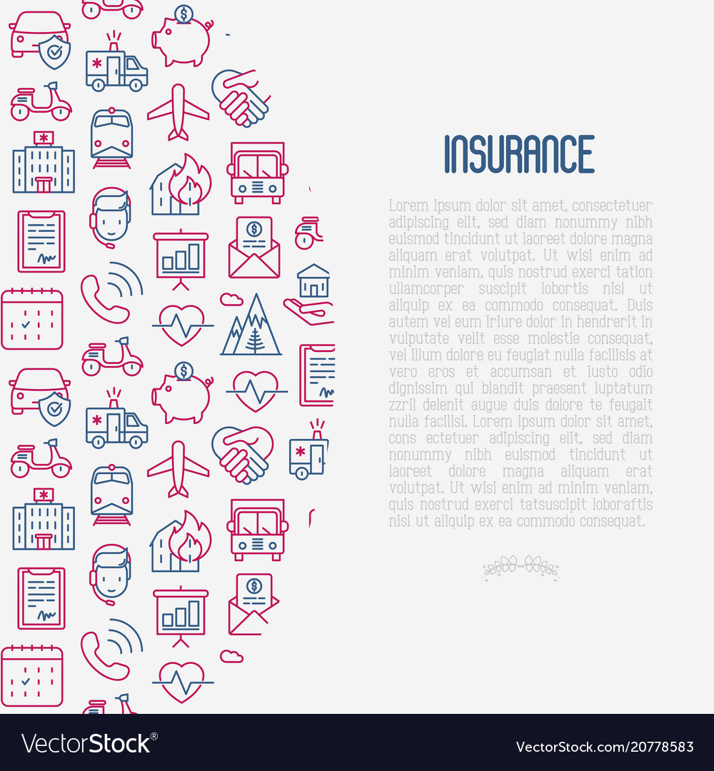 Insurance concept with thin line icons