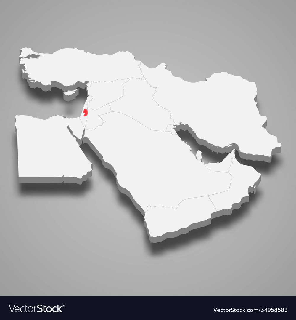 Palestine country location within middle east 3d Vector Image