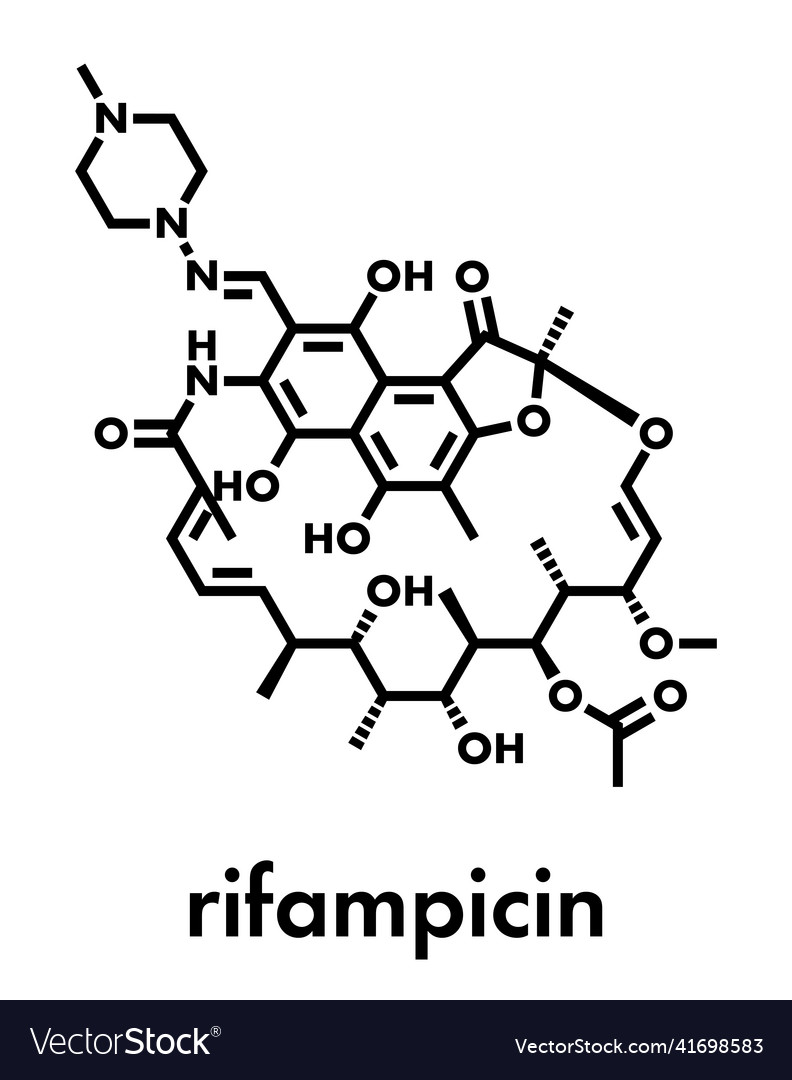 Rifampicin rifampin rifamycin class tuberculosis Vector Image