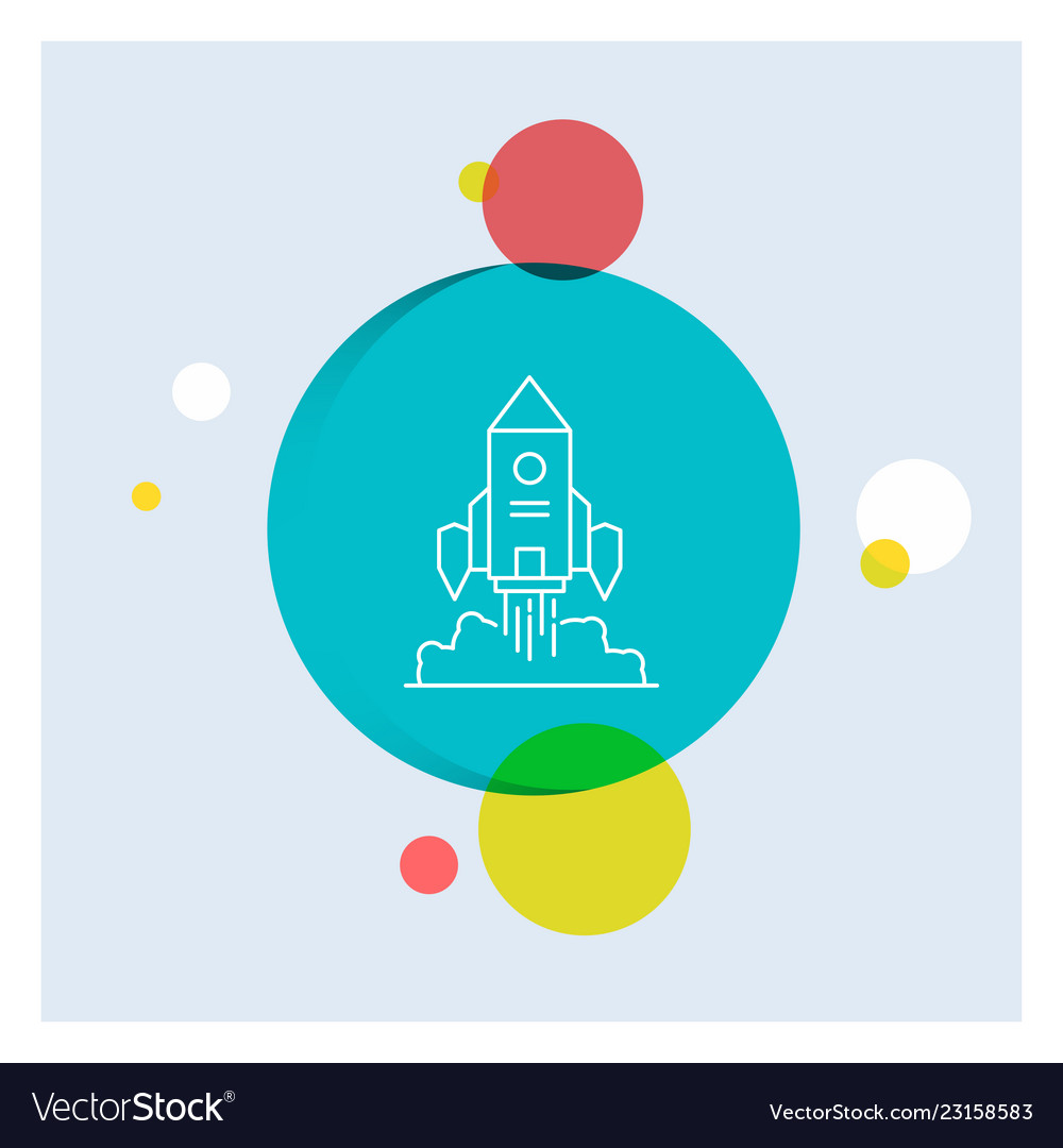 Rocket spaceship startup launch game white line vector image Rocket spaceship startup launch game white line