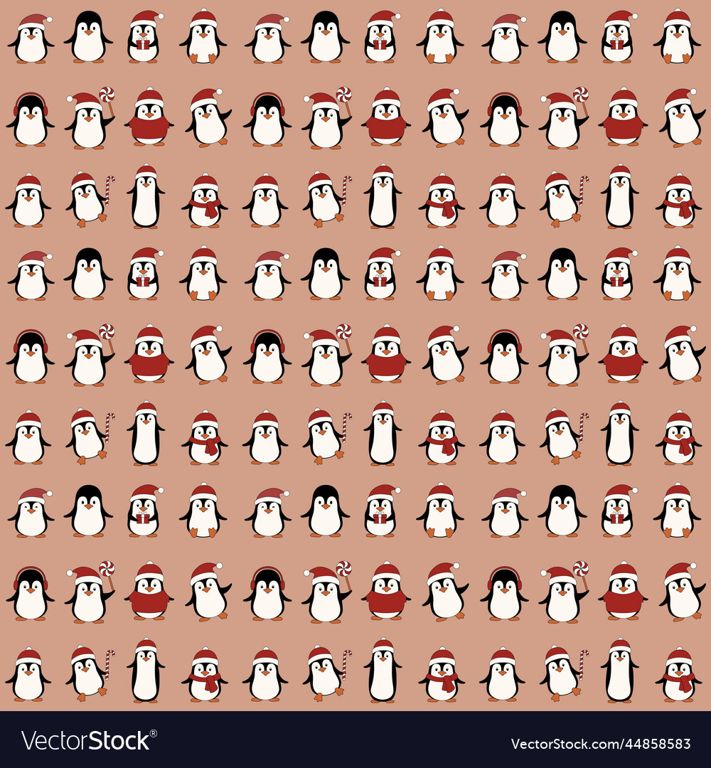 Seamless pattern christmas penguins