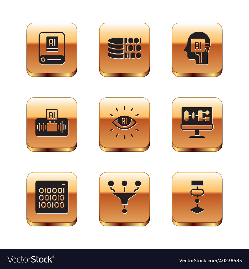 Set artificial intelligence ai binary code vector image Set artificial intelligence ai binary code