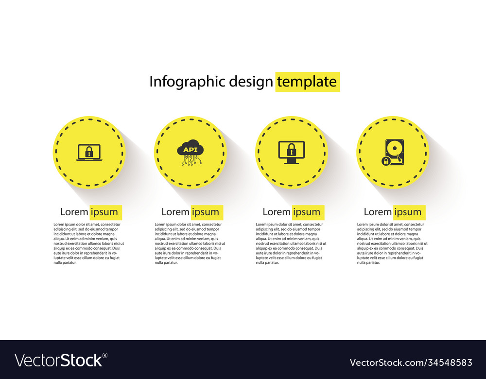 Set laptop and lock cloud api interface vector image Set laptop and lock cloud api interface