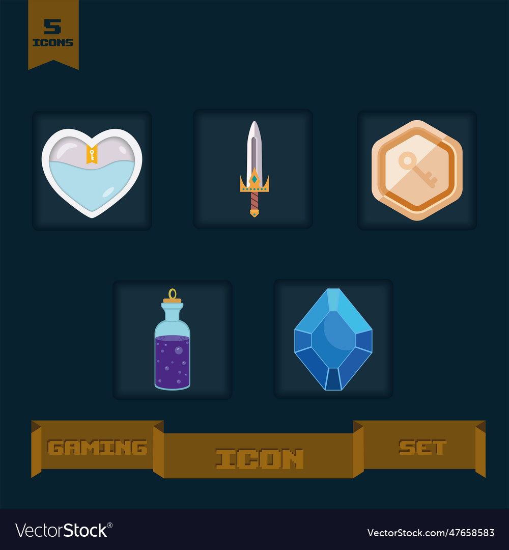 Set of different retro videogame icons vector image Set of different retro videogame icons