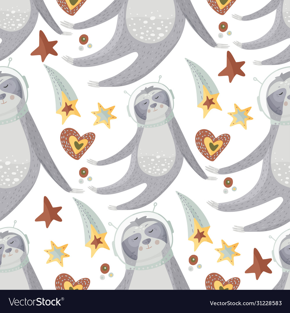 Sloth Seamless Pattern Royalty Free Vector Image