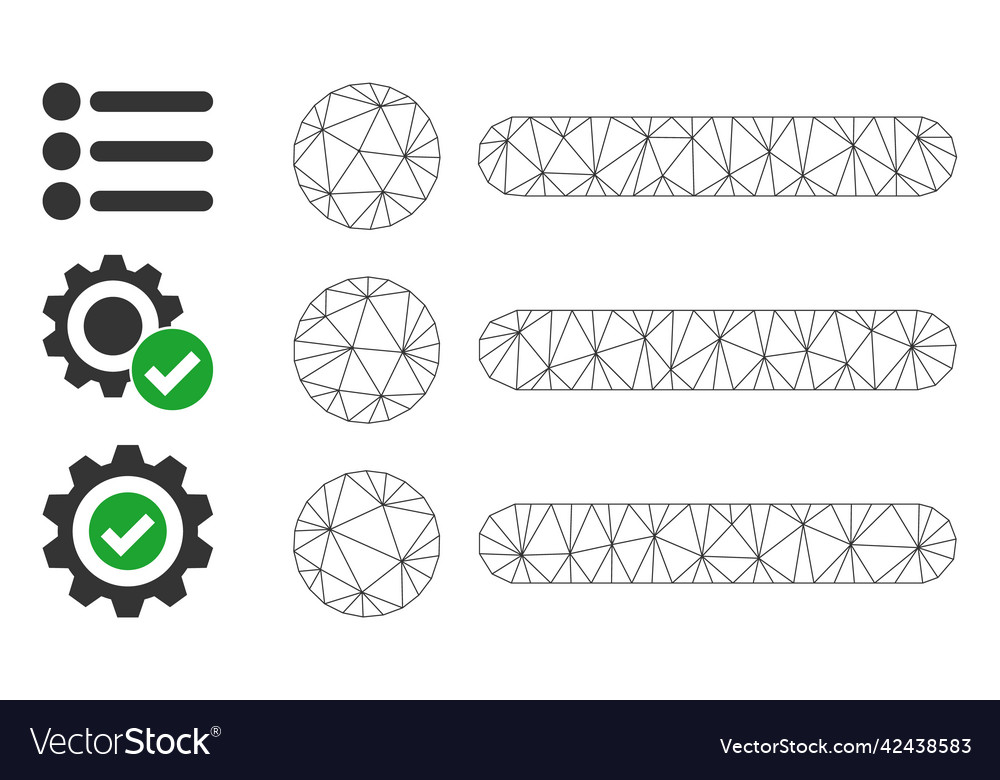 Web mesh list items icon and source icons vector image Web mesh list items icon and source icons
