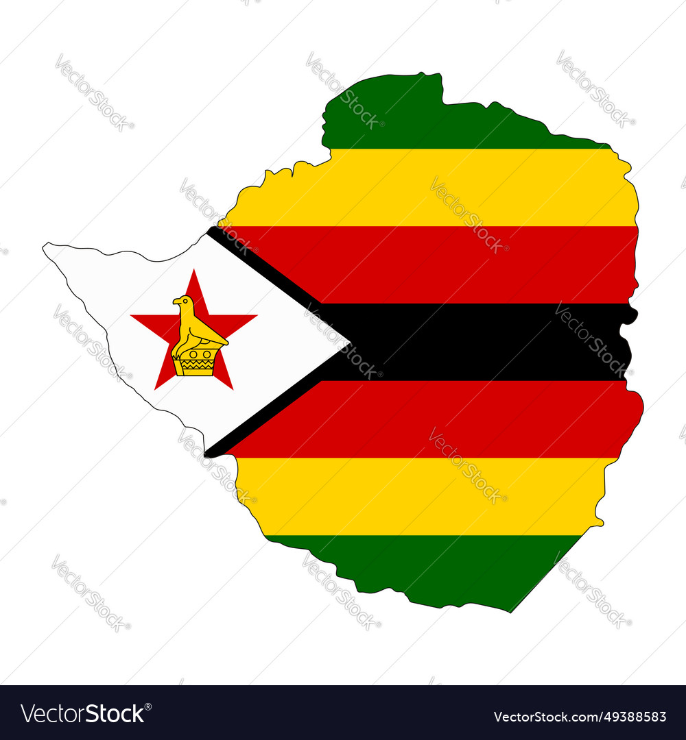 Zimbabwe map silhouette with flag isolated