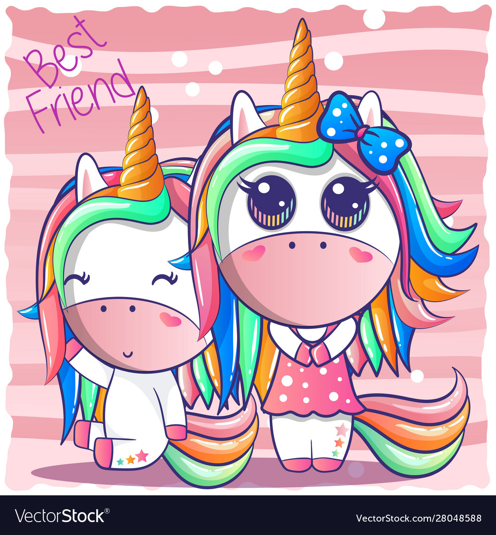 A happy friendship unicorn Royalty Free Vector Image