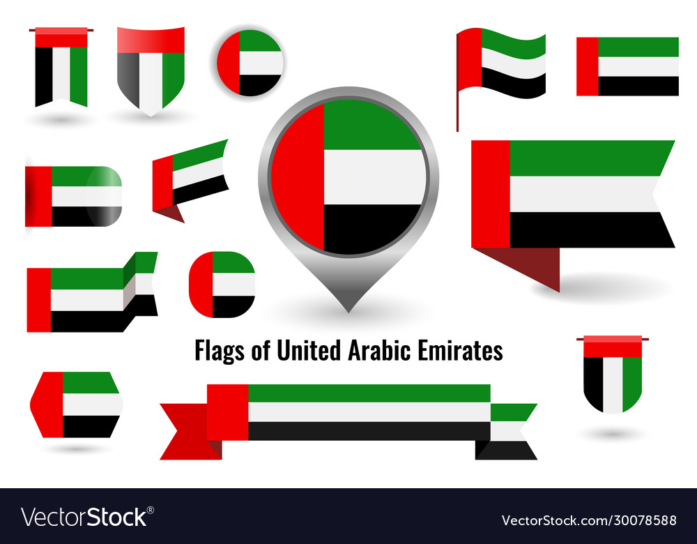 A large set icons and signs with flag