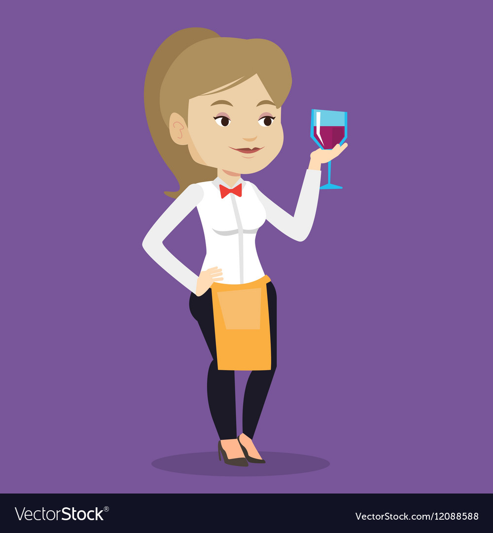 Bartender holding a glass of wine in hand